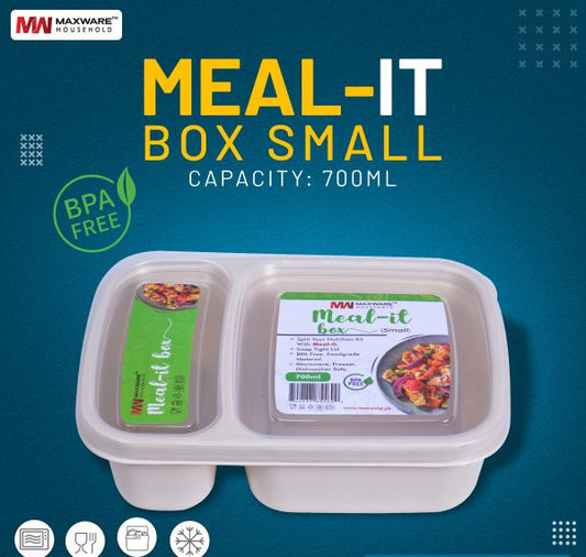 ( 1 Piece ) Meal It Lunch Box Small – 700 Ml With Two Portions | Best Quality Lunch Box ( Random Color )