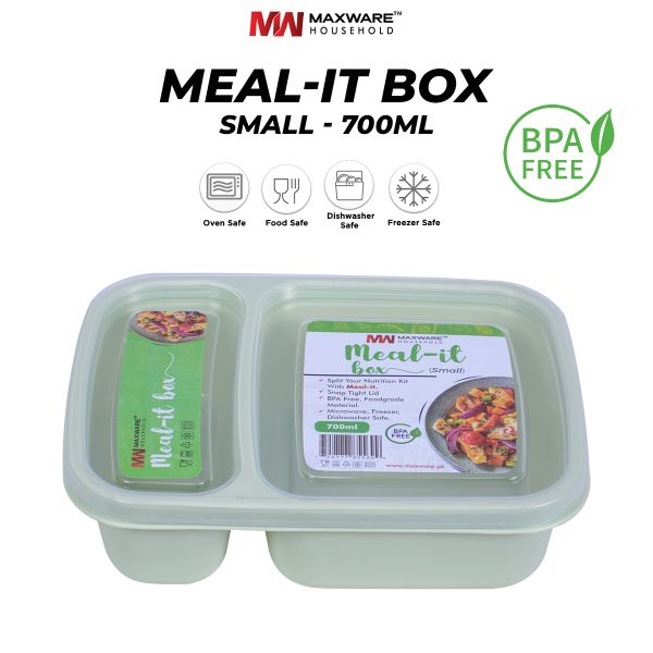 ( 1 Piece ) Meal It Lunch Box Small – 700 Ml With Two Portions | Best Quality Lunch Box ( Random Color )