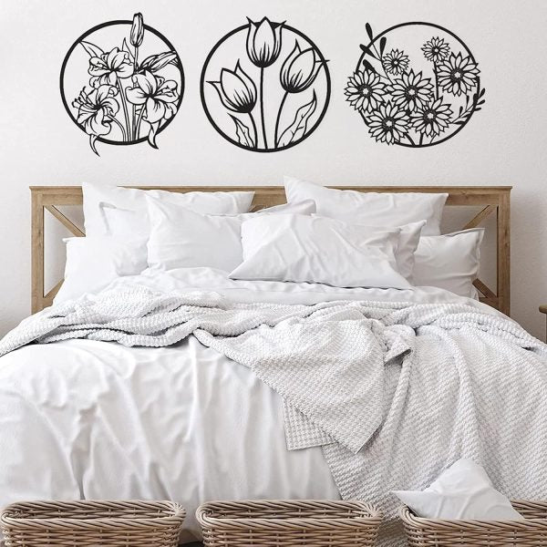 (3 Pcs Set )3d Floral Abstract Wooden Wall Art & Home Decoration / Item Home Décor Home Room & Wall Decor Wall Art