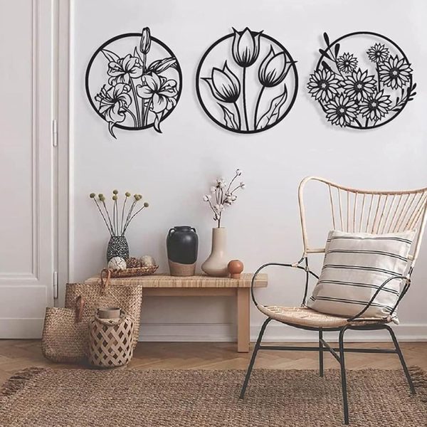 (3 Pcs Set )3d Floral Abstract Wooden Wall Art & Home Decoration / Item Home Décor Home Room & Wall Decor Wall Art