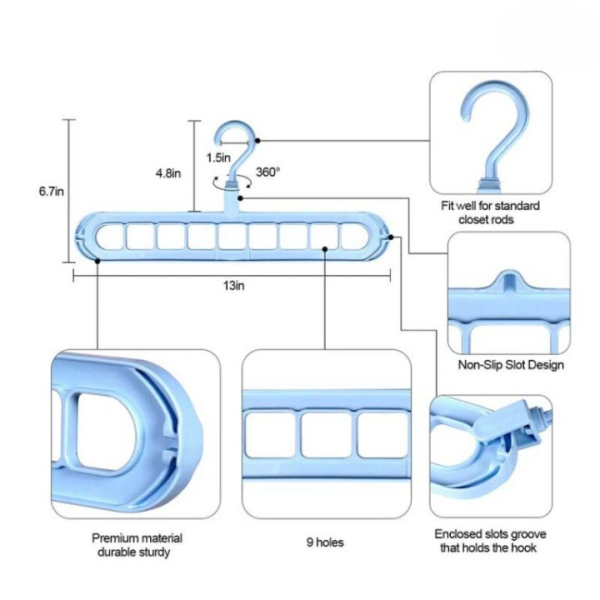 9 Hole Hangers Wardrobe Organizers Space Saving Sturdy Plastic Hangers For Home Essentials For Wardrobe