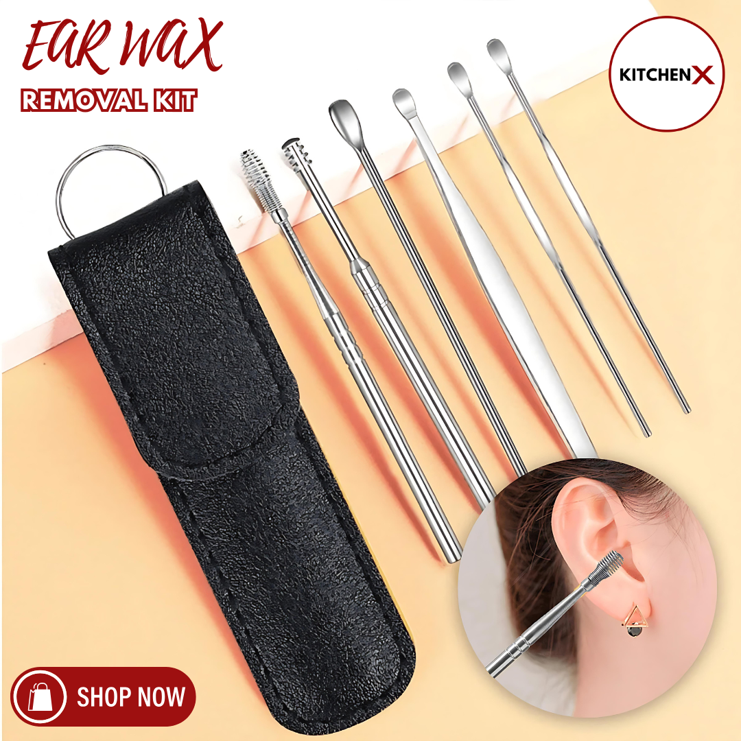 2 Set of 6 Pcs Ear Pick With Storage Bag Dig Ear Wax Remover Cleaner Care Portable Travel Kit Cleaner Spoon