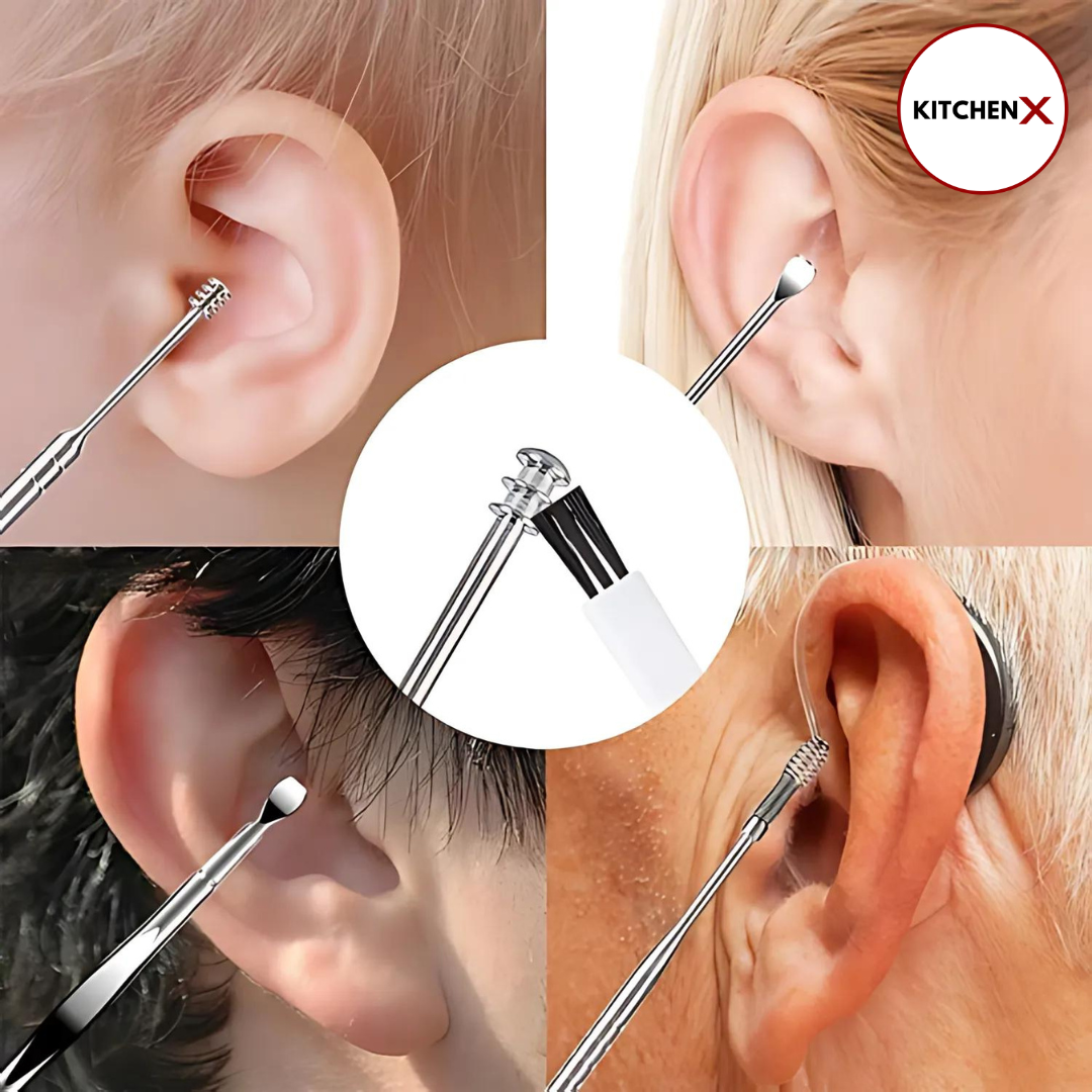 2 Set of 6 Pcs Ear Pick With Storage Bag Dig Ear Wax Remover Cleaner Care Portable Travel Kit Cleaner Spoon