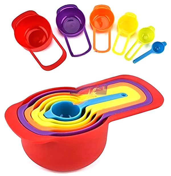 Multi Color Measuring Cup And Spoon Set – 6pcs (random Colors)