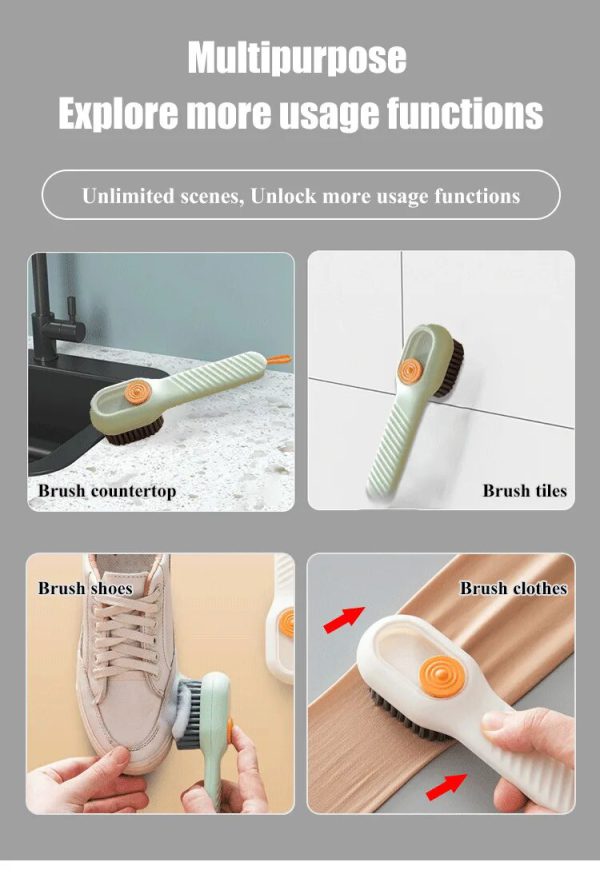 Multi-purpose Shoe Brush Soft Bristle Automatic Liquid Long Handle Cleaning Brush Clothes Board Brush Household Cleaning Tools(random Color)