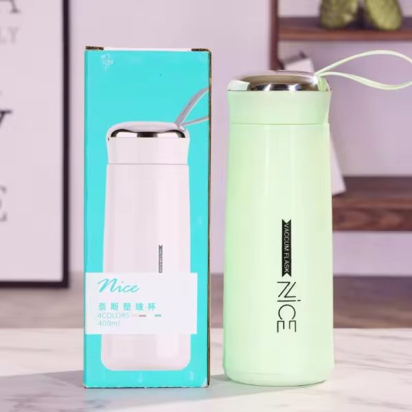 Nice Glass Bottle Water Mini Flask Bottle With Vaccum Flask And Loop Temperature Resistant, 400ml (random Colors)