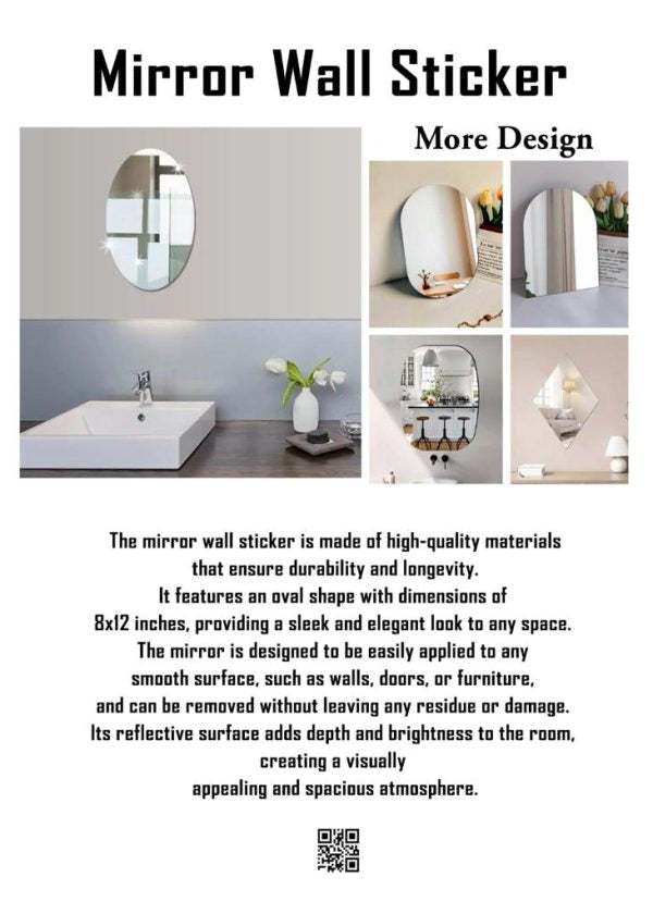 Oval Bathroom House Mirror Acrylic Wall Stickers 200×300 (pack of 2)