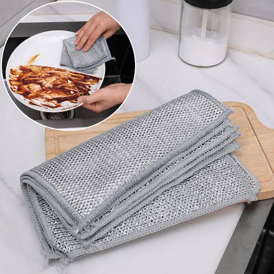 (Pack of 4) Dish Washing Cleaning Cloth | Wire Dish Washing Rugs For Wet And Dry, Metal Wire Dish Towels For Kitchen, Dishes