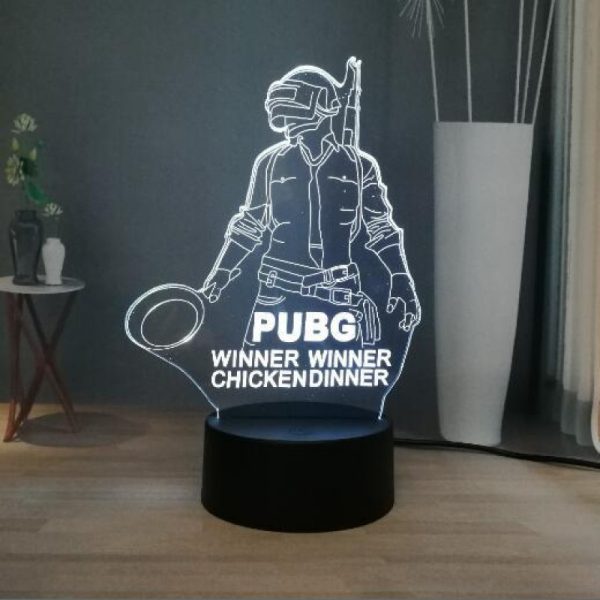 Pubg 3d Led Night Light – Winner Winner Chicken Dinner Themed Gaming Lamp