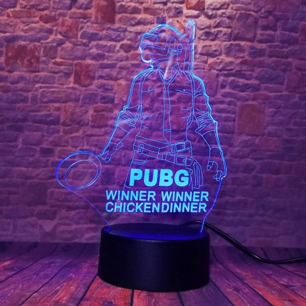 Pubg 3d Led Night Light – Winner Winner Chicken Dinner Themed Gaming Lamp