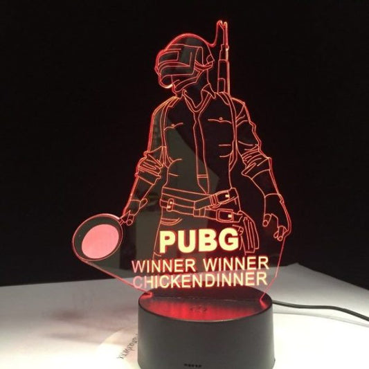 Pubg 3d Led Night Light – Winner Winner Chicken Dinner Themed Gaming Lamp