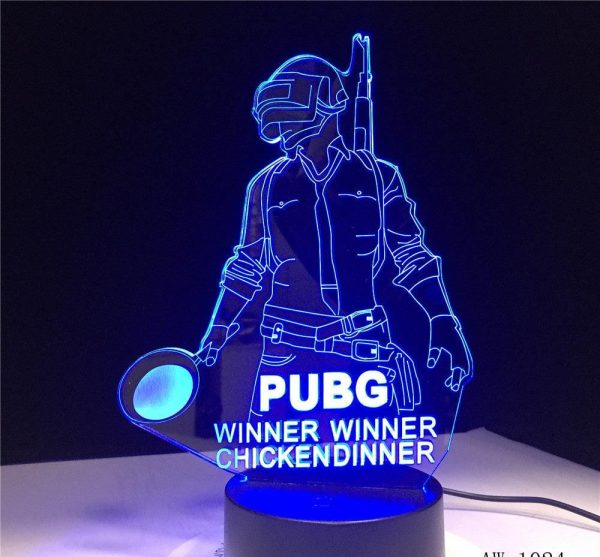 Pubg 3d Led Night Light – Winner Winner Chicken Dinner Themed Gaming Lamp