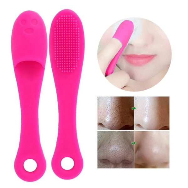 Silicone Facial Finger Nose Brush Face Cleaner Blackhead Remover (pack Of 2) (random Color)