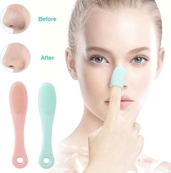 Silicone Facial Finger Nose Brush Face Cleaner Blackhead Remover (pack Of 2) (random Color)