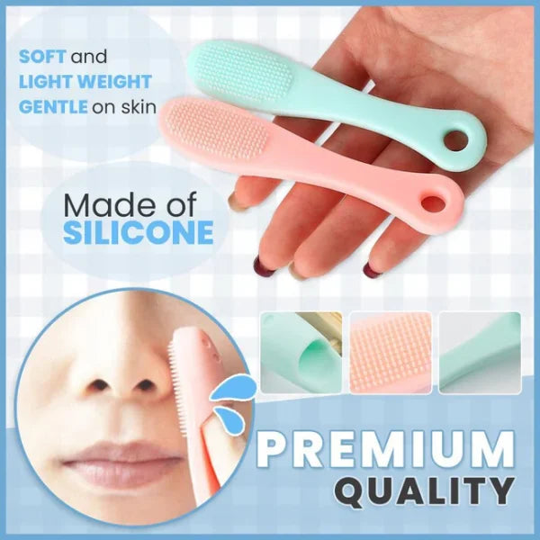 Silicone Facial Finger Nose Brush Face Cleaner Blackhead Remover (pack Of 2) (random Color)