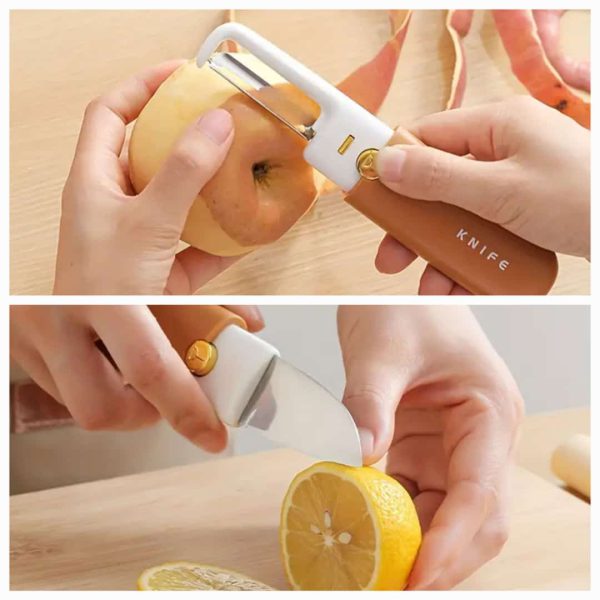 Stainless Steel 2 In 1 Fruit Cutting Knife With Peeler For Peeling And Cutting,(random Color)