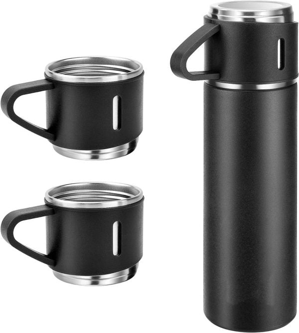 Stainless Steel Vacuum Flask Set Vacuum Insulated Bottle Gift Set Office Business Style Coffee Mug Thermos Bottle Portable Flask 500ml (random Color)