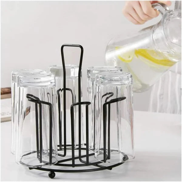 Tabletop Metal Glass Stand, 6 Mug Storage Rack, / Glass, Mug, Non-slip Mugs Bottles Organizer For Kitchen