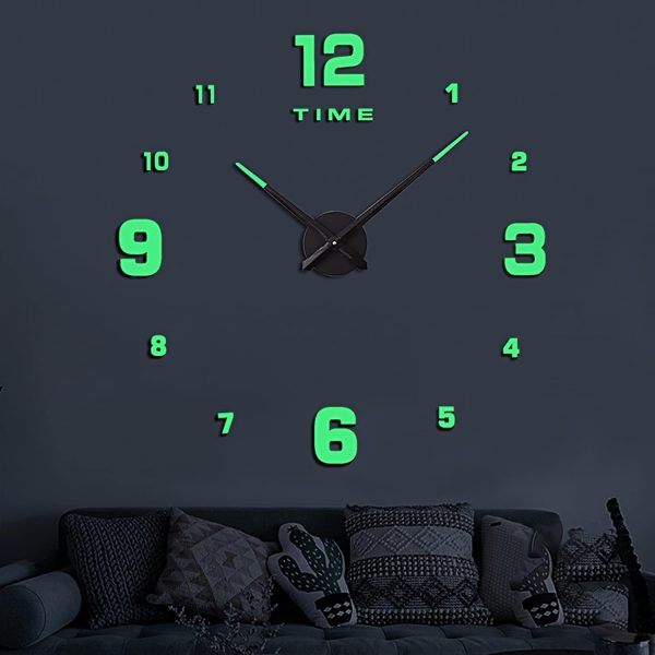 Wooden Numbers Wall Clocks Round Dial Only Glow In The Dark Clock Wall For Living Decor Modern Decorative